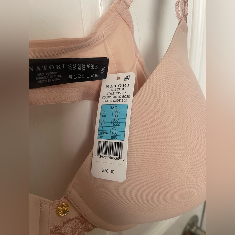 Natori Lace Accent Bra in Soft Pink/Tan 38C NWT - Picture 4 of 5